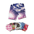Full Color Imprint Acrylic Knitted Gloves With 3 Fingers Touch Screen Tips
